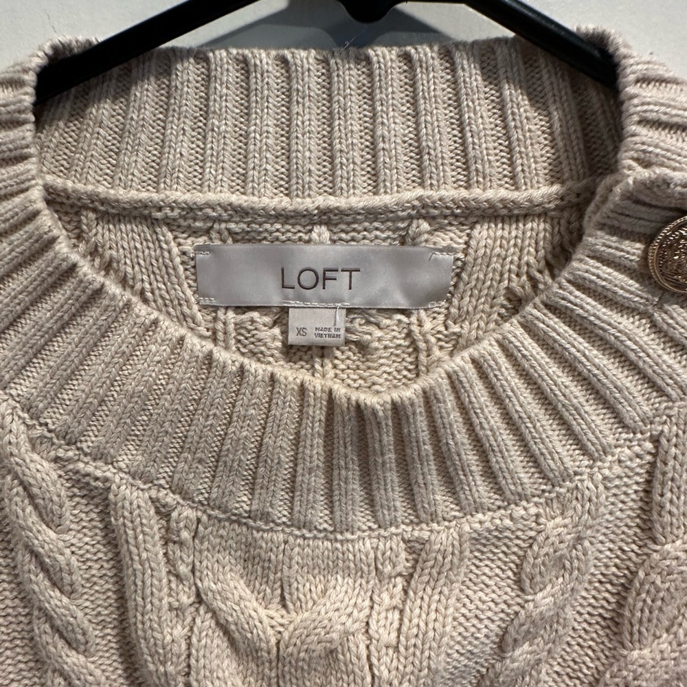 LOFT Women's Beige Cable Knit Sweater Vest - Picture 3 of 5